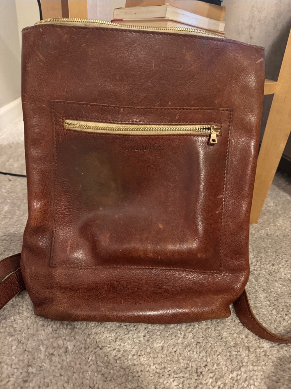 Classic Brown Leather Laptop Backpack - Unbranded